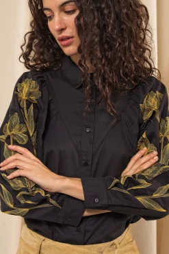 Chemise Donata Flores Noir