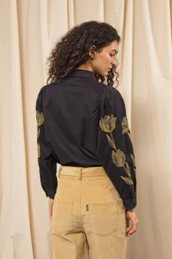 Chemise Donata Flores Noir