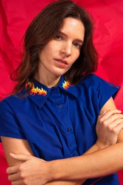Chemise Florencia Llamas Bleu Saphir