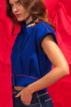 Chemise Florencia Llamas Bleu Saphir