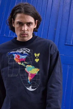 Sweatshirt Angelo Planisferio Bleu Marine