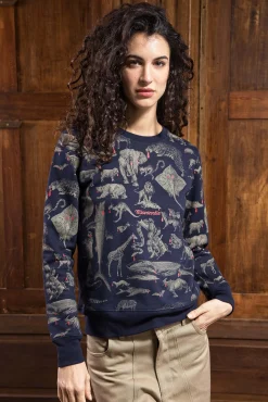 Sweatshirt Macarron Animales Bleu Marine