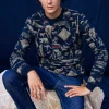Sweatshirt Macarron Animales Bleu Marine