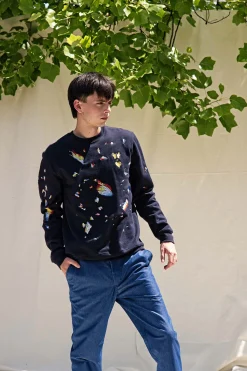 Sweatshirt Macarron DifraccionBleu Marine