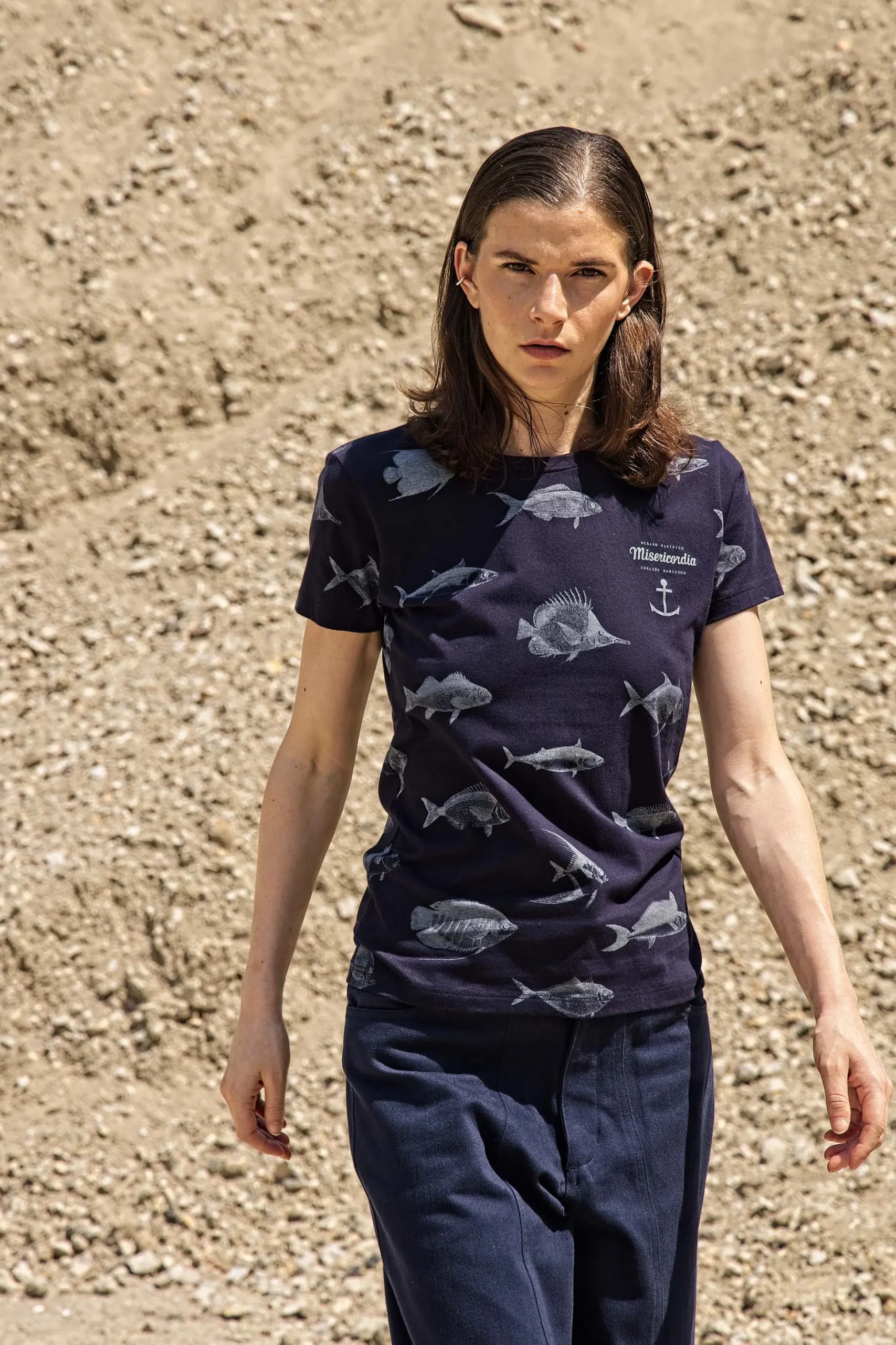 T-Shirt Medallon Pescado Bleu Marine