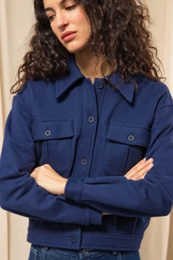 Veste Boutonnée Dione Bleu Acier