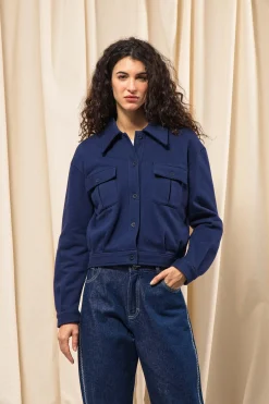 Veste Boutonnée Dione Bleu Acier
